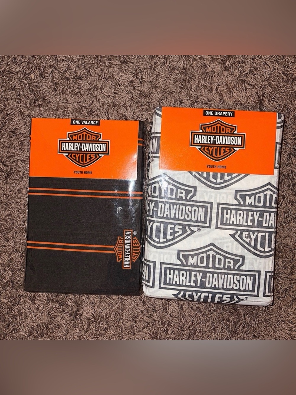 New!! Harley-Davidson Window Curtains & Valance Matching Set Vintage